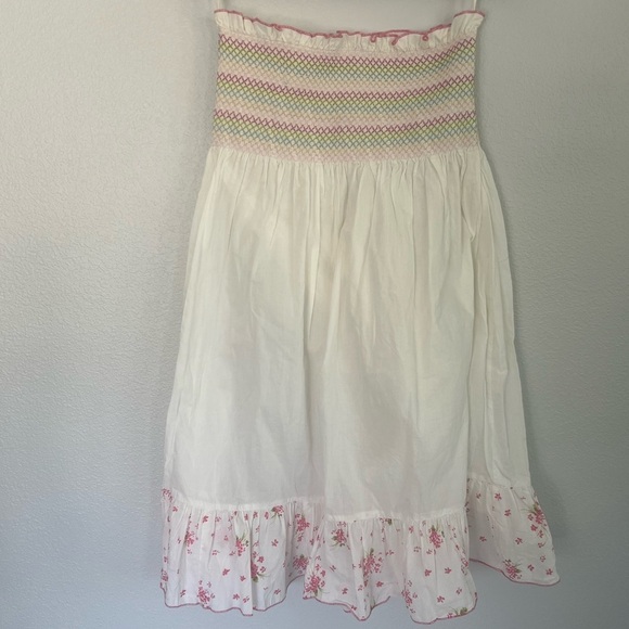 Lanz Originals Dresses & Skirts - Vintage White straplessSmocked Top with Multicolor Embroidery